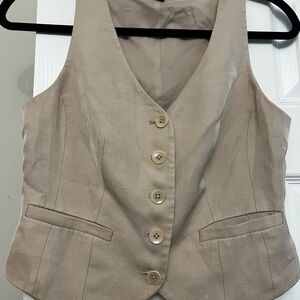 Express Beige Button-Up Vest